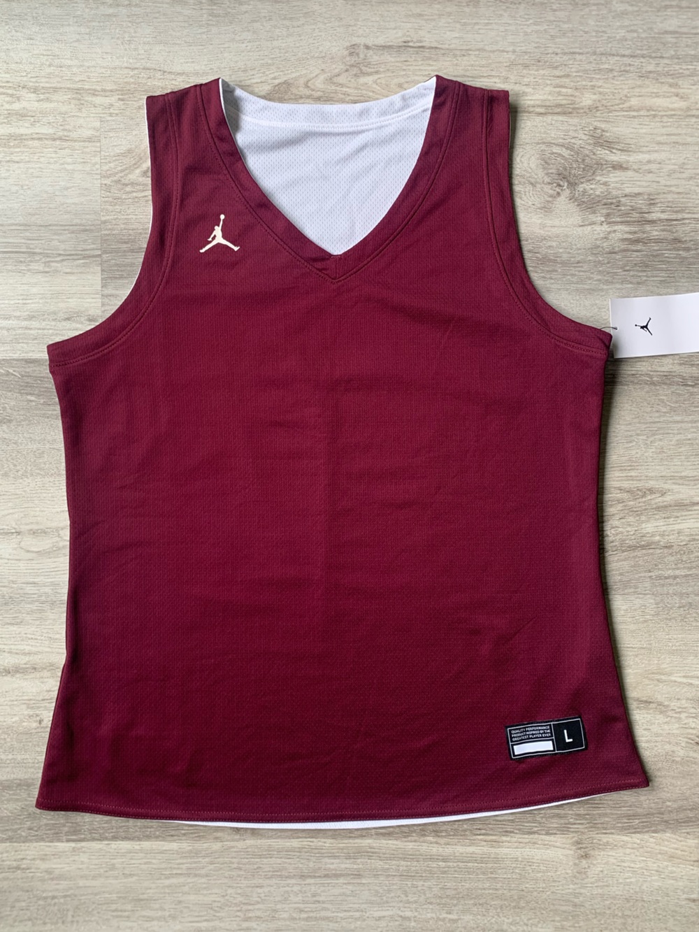 NWT Women's Jordan Flight Team Reversible Basketball Jersey Maroon/white size L